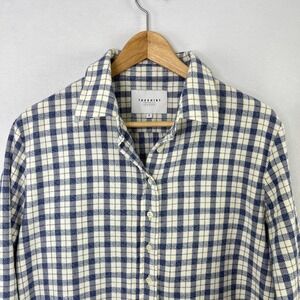 The Shirt Rochelle Behrens Size S Flannel Checkered Blue Button Up Shirt
